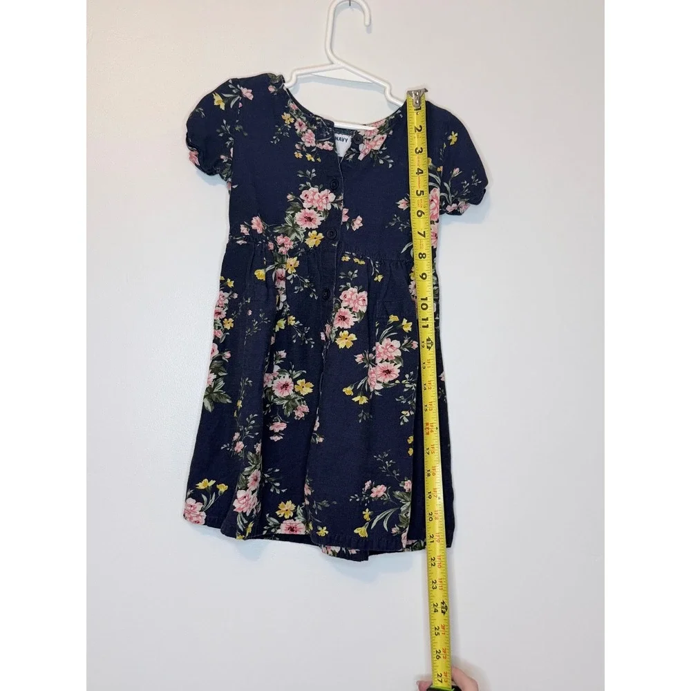 Old Navy Girls Floral Button Front Dress Navy Blue‎ 4T